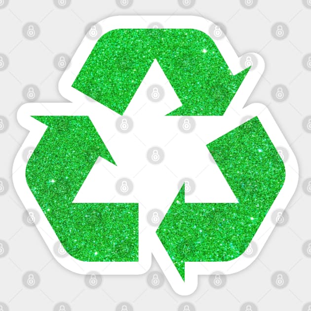 Bright Green Faux Glitter Recycle Symbol Sticker by Felicity-K